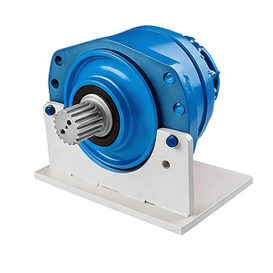 Blue hydraulic travel motor with mounting bracket